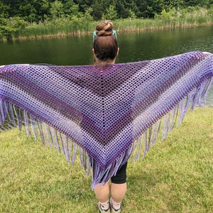 Crochet Ombre Shawl with Fringe
