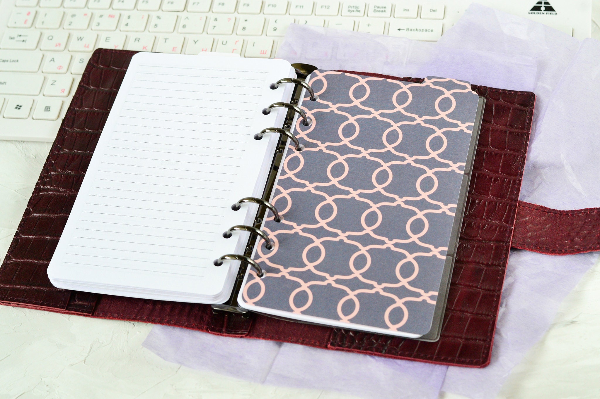 Leather ring planner Personal size Refillable agenda Undated Etsy