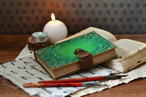 A6 Notebook diary, Grimoire, Antique journal with lock, Old paper journal, Magic book, Mixed media journal Blank book, Spell book Witch book