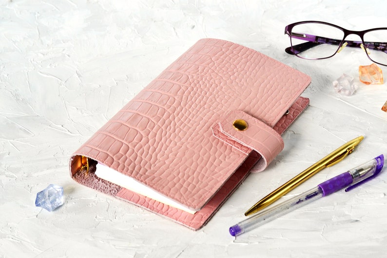 Pink leather planner 2020 2021 Personal planner binder Etsy