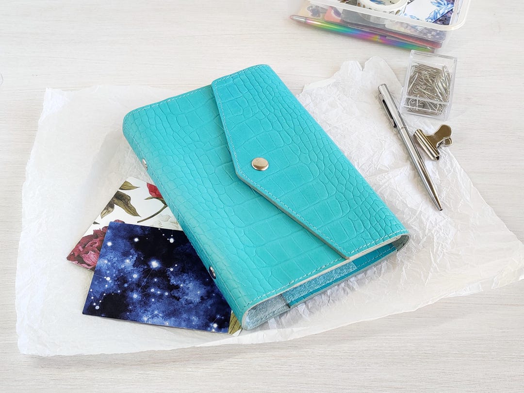 Croc Leather Planner Personal Size A6, Ring Agenda Refillable Monthly ...