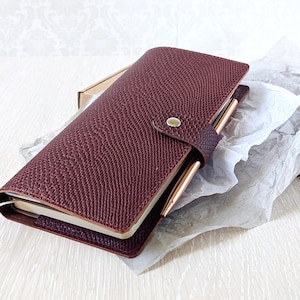 Capa Hobonichi couro vegano, capa Hobonichi Weeks com bolsos, capa de planejador de couro sintético marrom, capa Hobo Mega Weeks com fecho de pressão