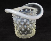 Fenton Top Hat Glass Toothpick Holder Opalescent Hobnail White Vintage