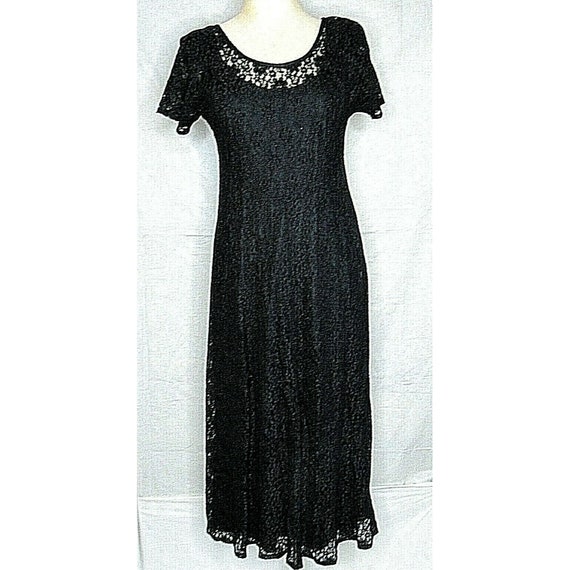 All That Jazz Black Lace Dress Shoulder Pads XS Lo