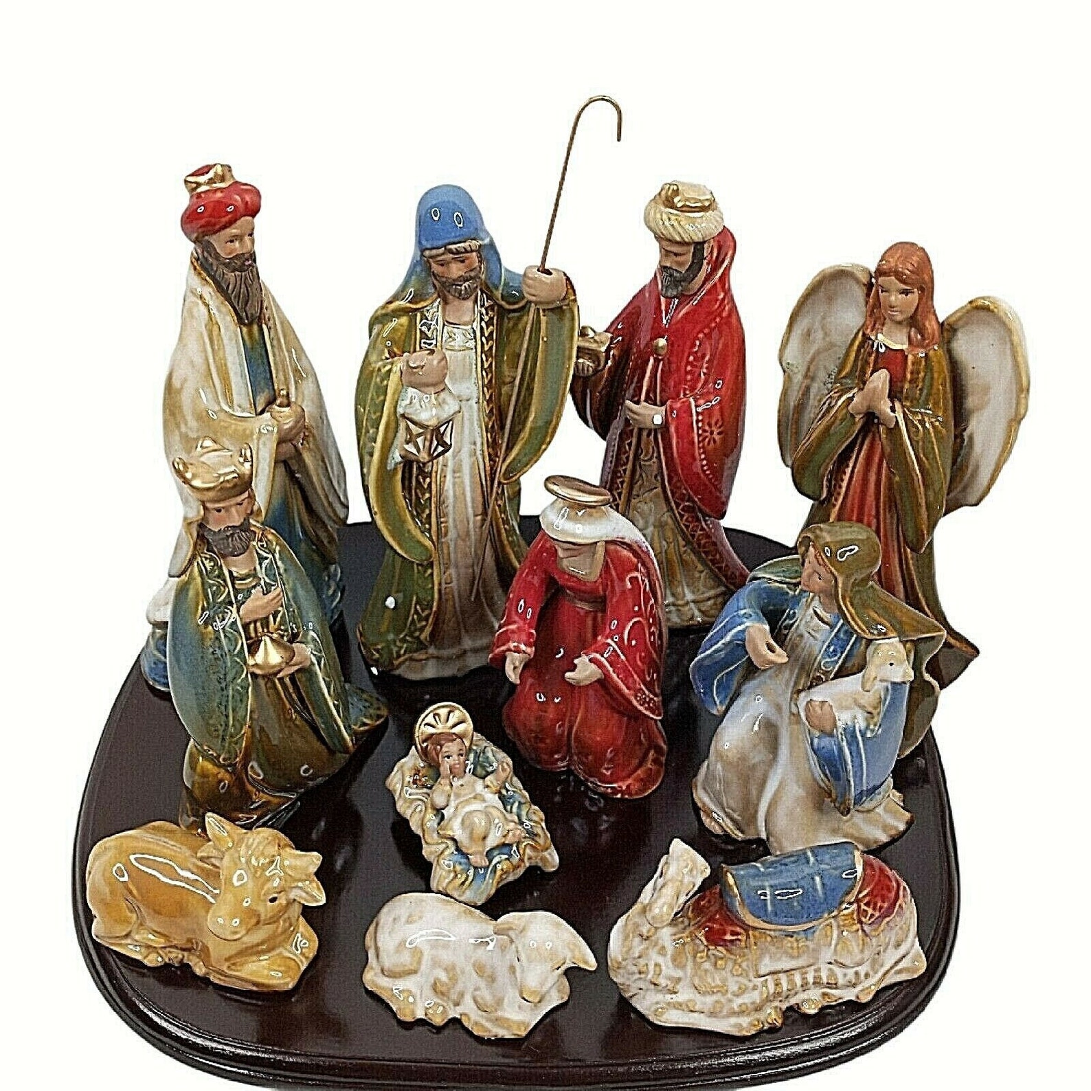 Vintage Nativity Set Christmas 12 Piece w Wood Base Kirklands Etsy
