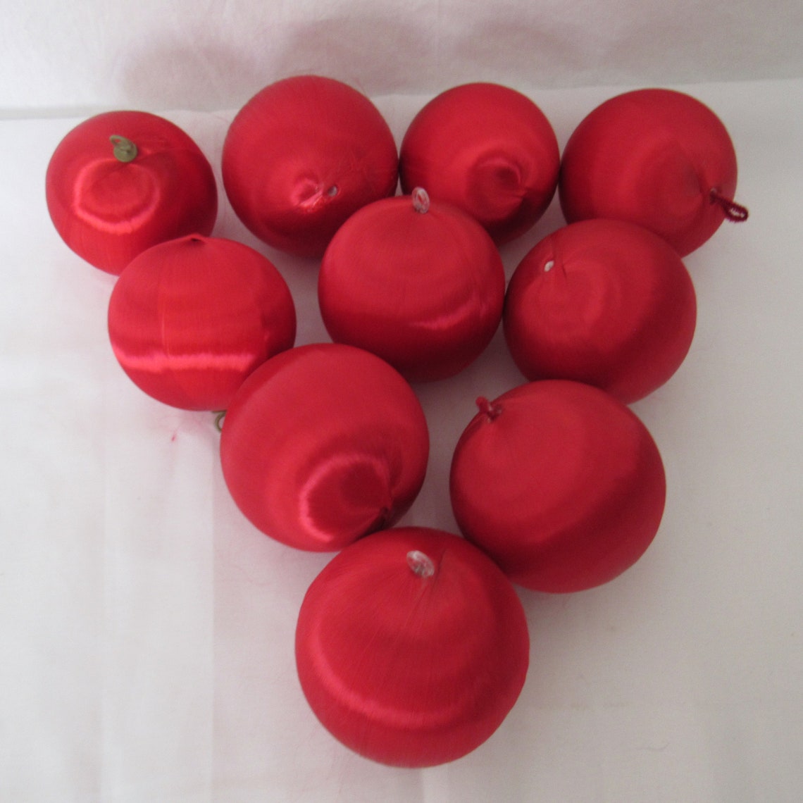 Red Silk Christmas Ornaments Lot of 10 Craft 3 Vintage Etsy