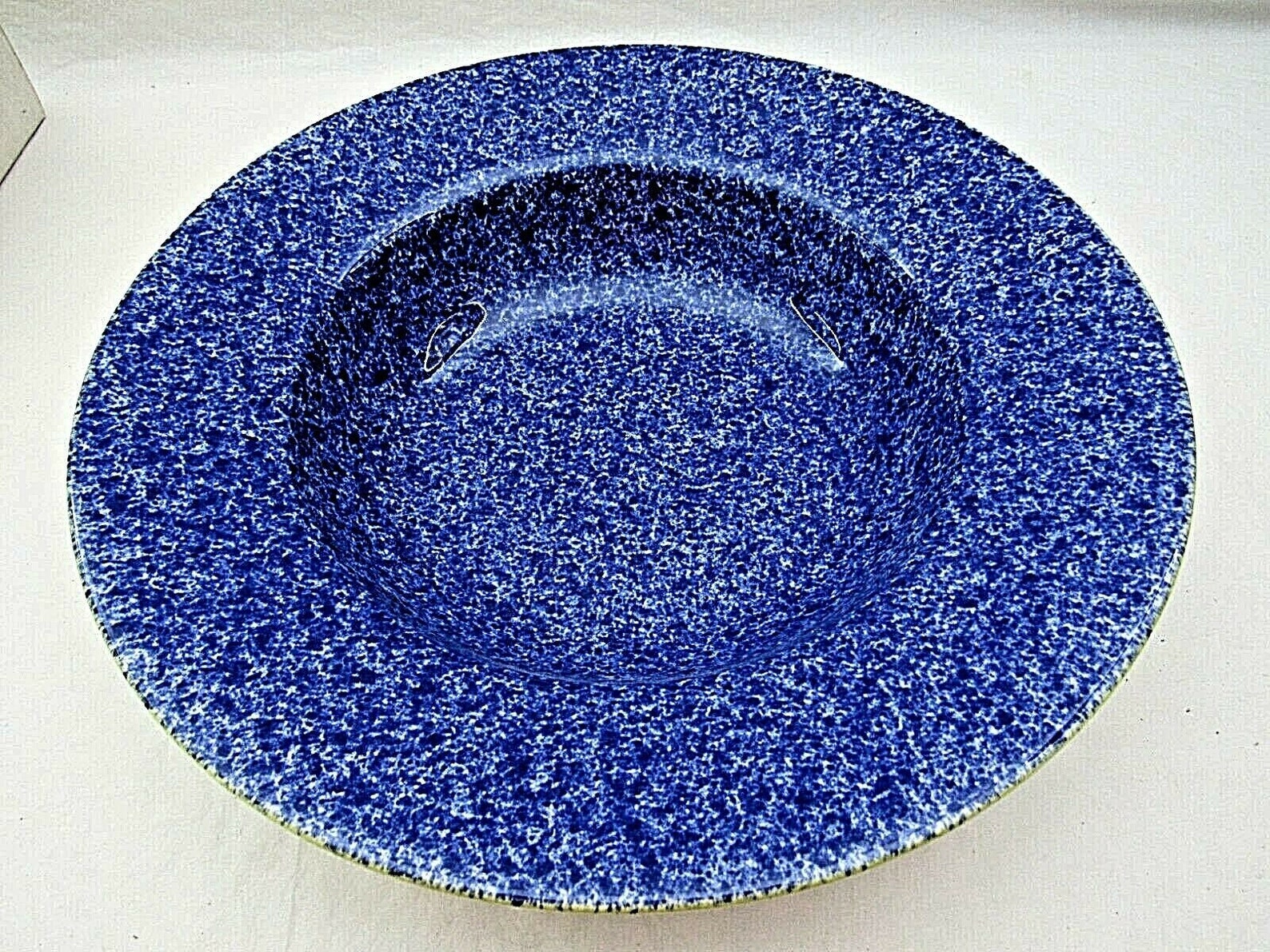 Blue Sponge Ware Serving Bowl Dish 14 Over and Back Etsy