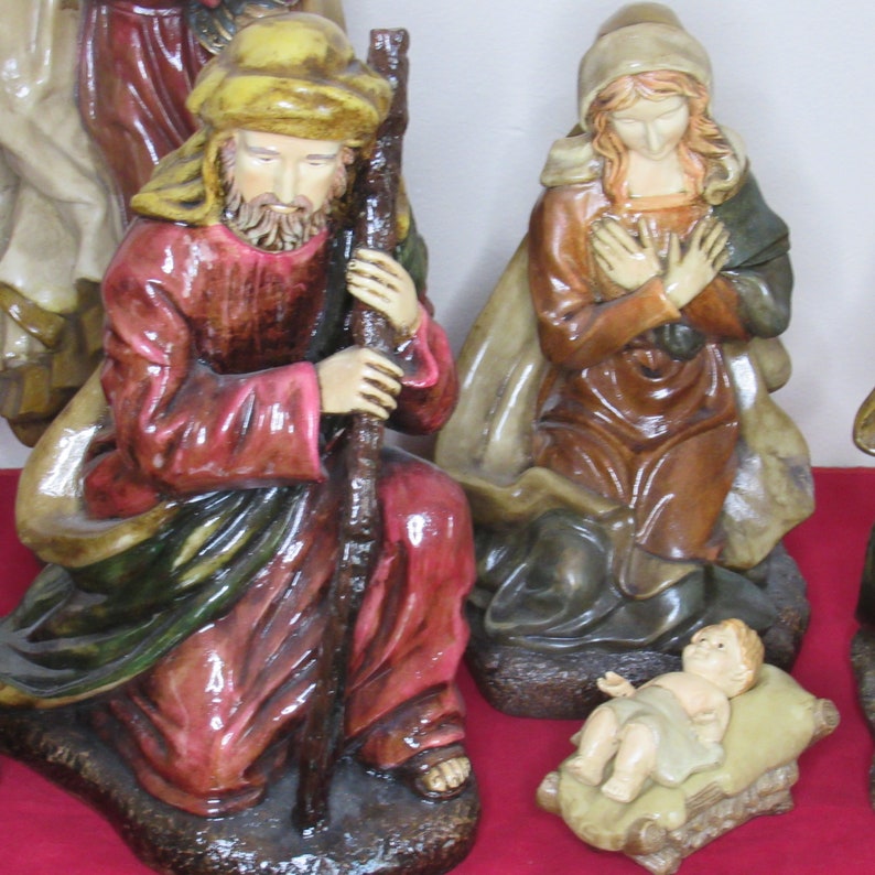 Christmas Nativity Set JC Penney Home Collection 7 pc Large Etsy