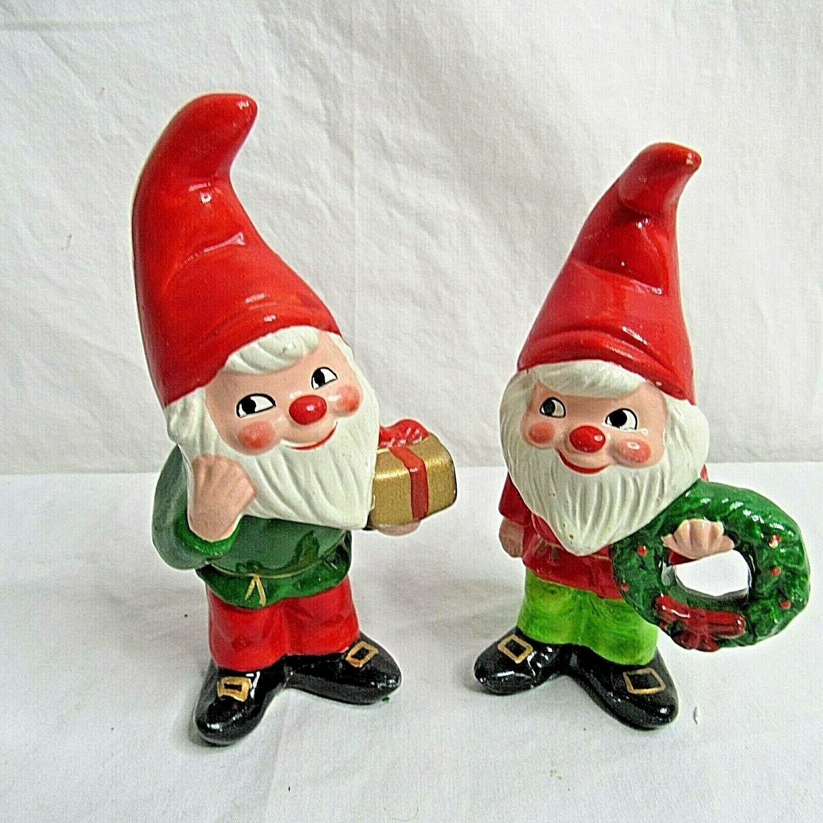 Vintage Christmas Santa Gnomes Elves Ceramic 5 Lot of 2 Etsy