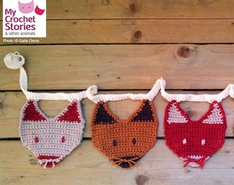 Fox Garland Crochet Pattern, Crochet Garland Pattern, PDF, ENGLISH, Crochet Bunting, Wall Hanging, Party Decoration, Baby Nursery Decor