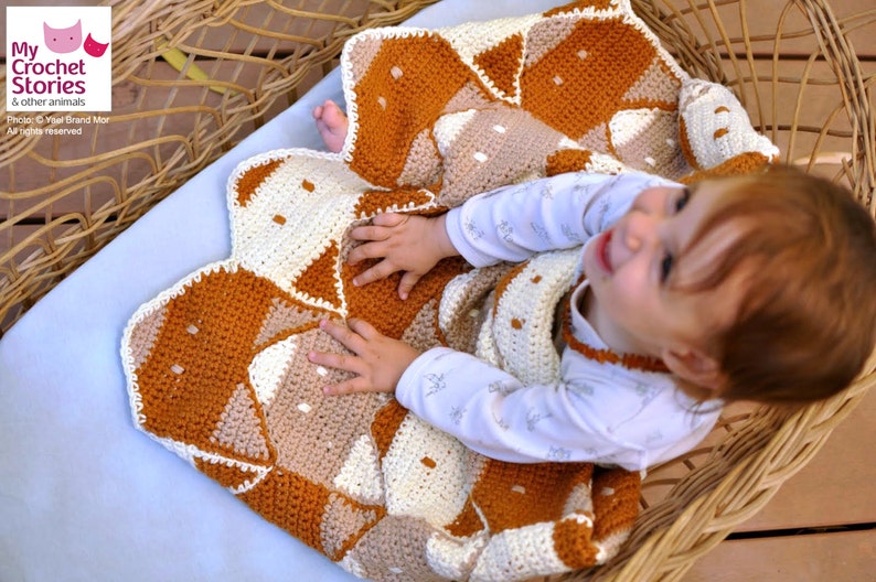 Fox Crochet Baby Blanket Pattern, unisex baby afghan blanket pattern, Instant PDF Download image 3