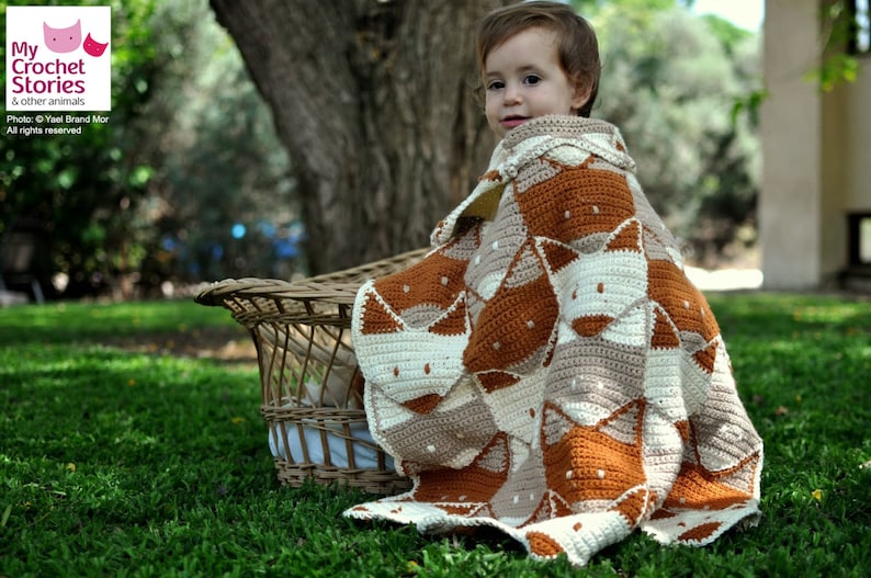 Fox Crochet Baby Blanket Pattern, unisex baby afghan blanket pattern, Instant PDF Download image 1