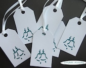 Gift Tags - Wedding Bells Cutout - Deep Turquoise on White - Set of 6
