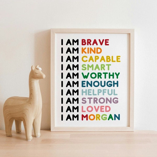 Kids Room Art, Kids Room Decor, Affirmations, Positive Art, Custom Name Sign, Gift for Kids, Nursery Art, Nursery Prints, Personalized Gift