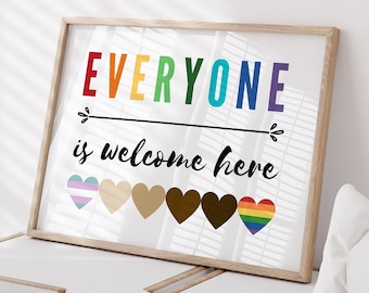 Everyone is Welcome Here, All Are Welcome Here Sign, Safe Space