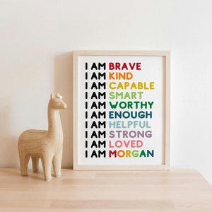 Kids Room Art, Kids Room Decor, Affirmations, Positive Art, Custom Name Sign, Gift for Kids, Nursery Art, Nursery Prints, Personalized Gift