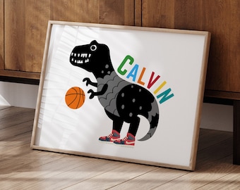 Dinosaur Wall Art, Personalized Name Print, Boys Name Poster, Dinosaur Nursery, Dinosaur Decor, Dino Prints, Boys Room Print, Toddler Poster