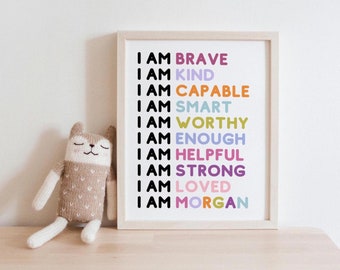 Kids Room Art, Kids Room Decor, Affirmations, Positive Art, Custom Name Sign, Gift for Kids, Nursery Art, Nursery Prints, Personalized Gift