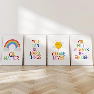 Affirmations positives pour les enfants, oeuvre d&#39;art pour la classe, affiche motivante, décoration positive pour la classe, salle de jeux, école à la maison, éducation, estime de soi