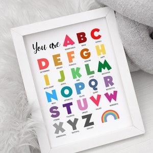 Affirmations positives pour les enfants, oeuvre d&#39;art pour l&#39;enseignement à domicile, affiche motivante, décoration positive, salle de jeux, école à la maison, cadeau personnalisé, estime de soi