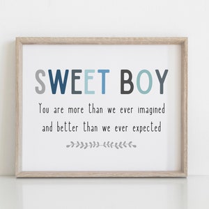 Nursery Room Decor, Sweet Boy, Nursery Prints, Baby Boy, Typography, Nursery Wall Art, Nursery Prints, Digital Print, Blue, Printable Art