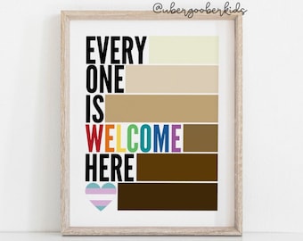 Everyone is Welcome Here Printable Wall Art Diversity | Etsy