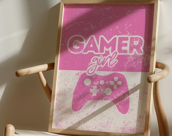 Gamer Girl Print: Retro Pink Gaming Decor, DUTY FREE
