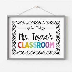Personalized Teacher Name Sign: Rainbow Classroom Decor