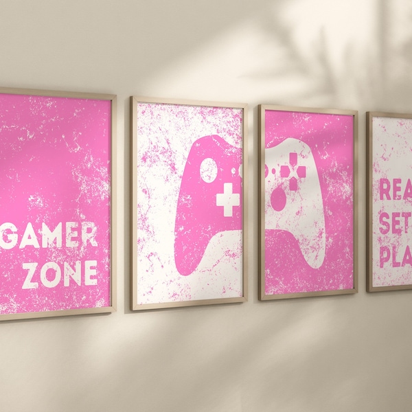 Game Room Decor, Pink Gaming Controller Prints, Girls Room, Gamer Gift, Gaming Wall Art, Video Game Posters, Teen Room, Printable ,DIGITAL