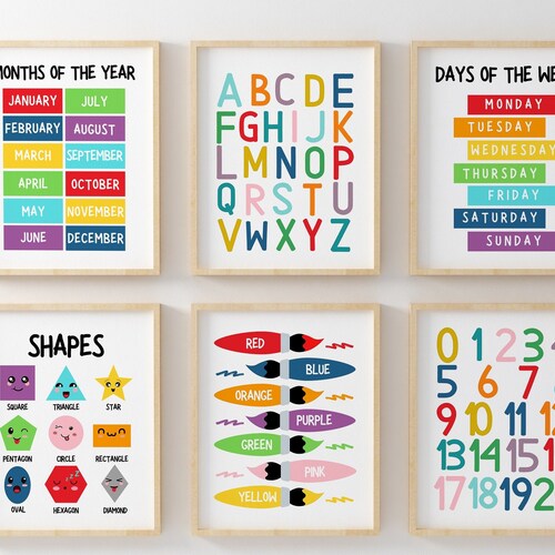 Set of 6 Educational Wall Art Classroom Posters Homeschool - Etsy