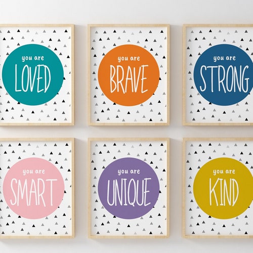 Playroom Wall Art Set Positive Affirmations for Kids Etsy