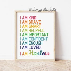 Kids Room Art, Kids Room Decor, Affirmations, Positive Art, Custom Name Sign, Gift for Kids, Nursery Art, Nursery Prints, Personalized Gift