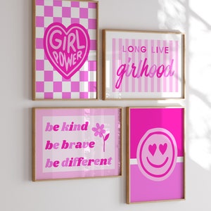 Girl Room Pink Print Set: Girl Power, Affirmations (Physical Prints)