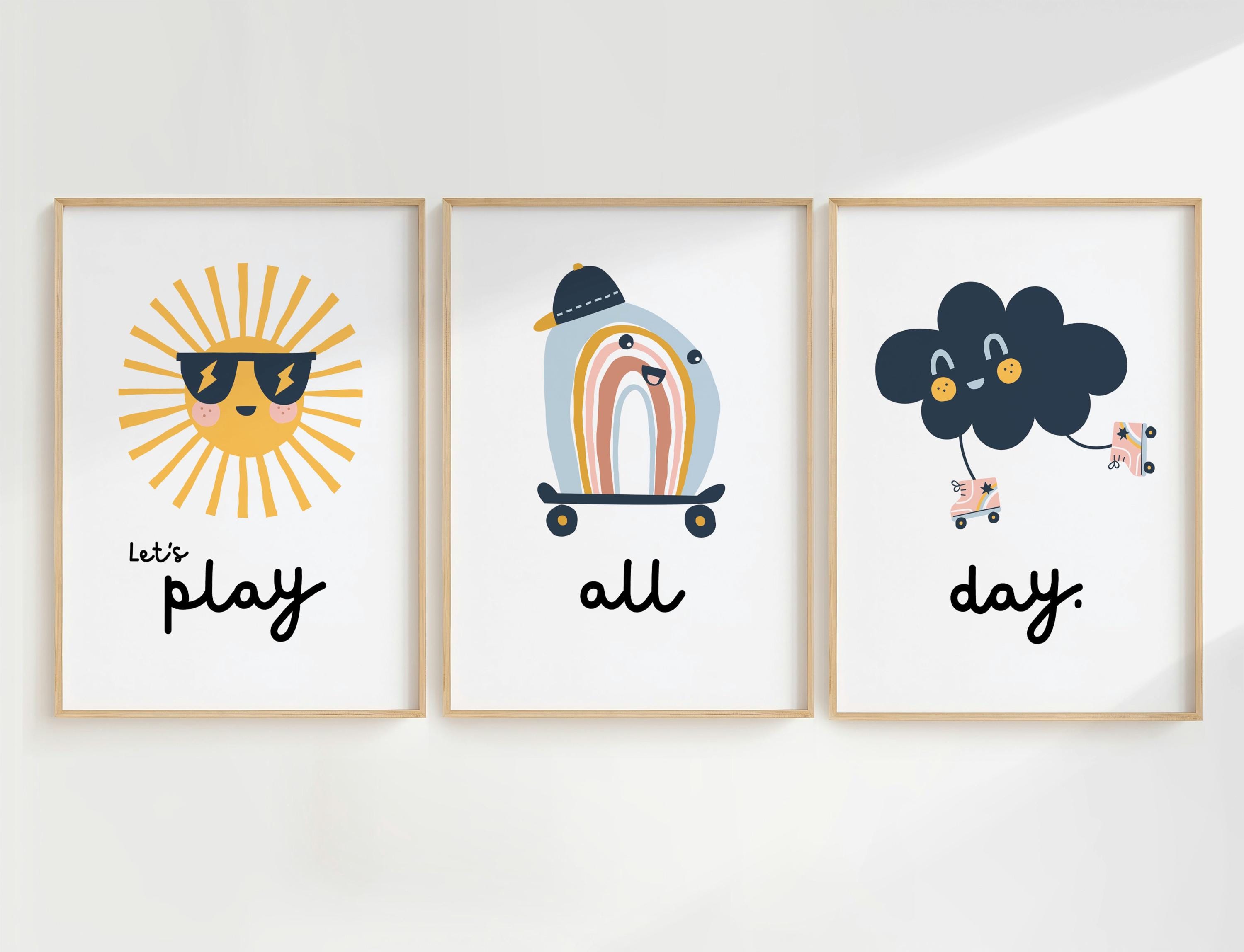 Playroom Wall Art Set of 3, Nursery Posters, Toddler Wall Art