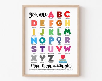 Teacher Gift, Personalized Teacher Gift, Teacher Appreciation Gift, Daycare Teacher Gift, Thank you Gift, Christmas Gift, Affirmations Print