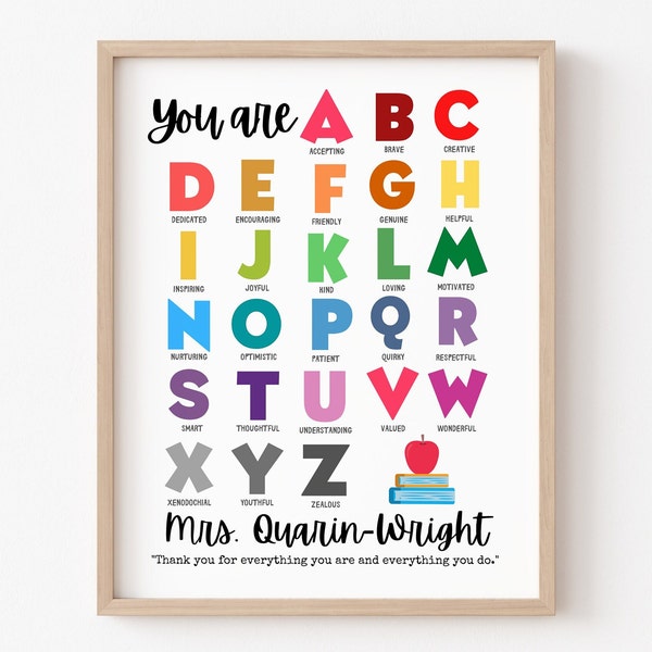 Teacher Gift, Personalized Teacher Gift, Teacher Appreciation Gift, Daycare Teacher Gift, Thank you Gift, Christmas Gift, Affirmations Print