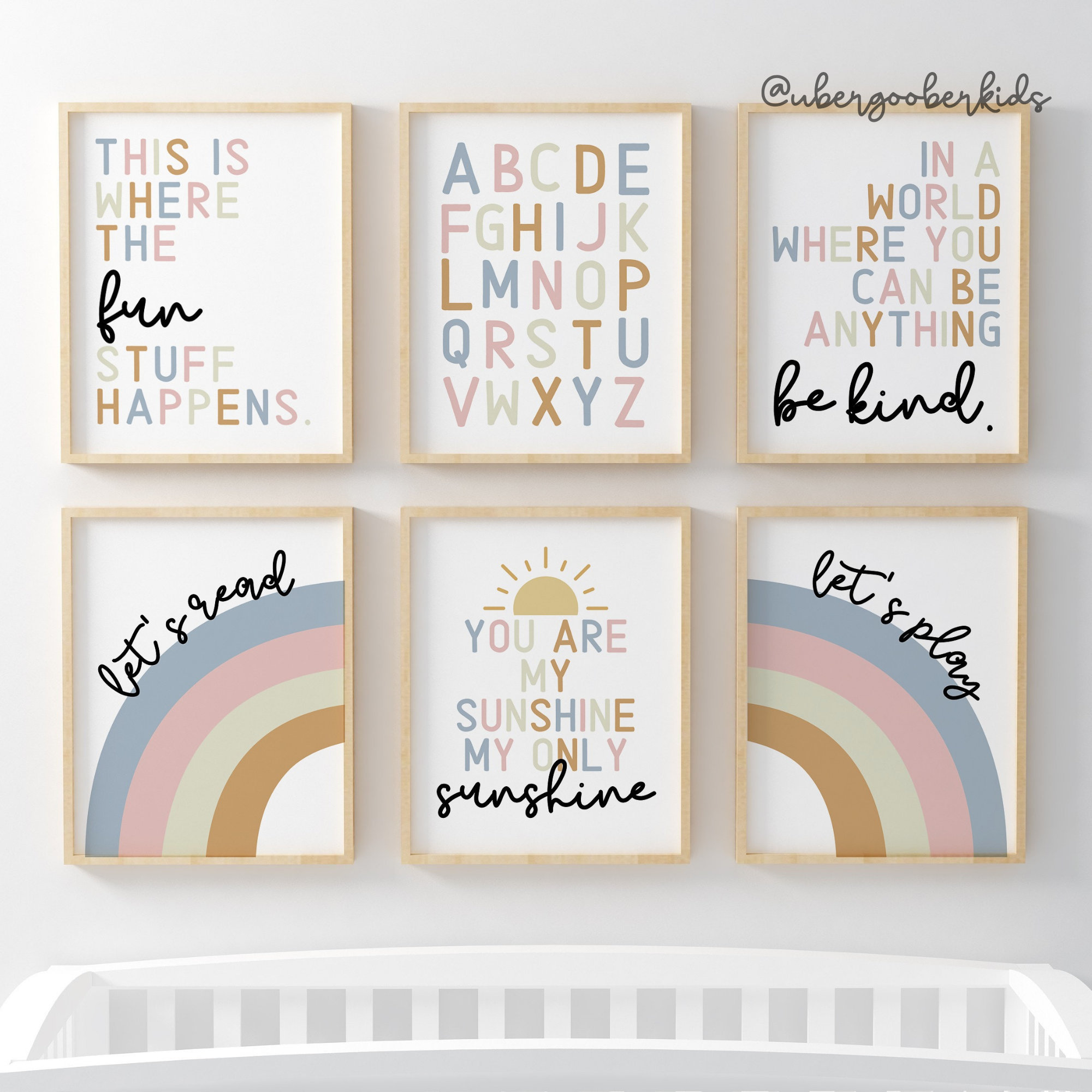 Playroom Art Set of Six Playroom Poster Playroom Decor Etsy