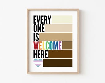 Everyone is Welcome Here, Printable Wall Art, Diversity, Classroom Poster, Inclusion, Educational, Digital Art, Inclusion, Diversity Sign
