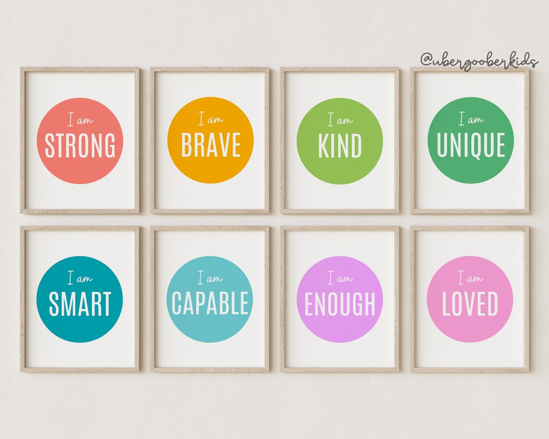 Playroom Wall Art Set, Positive Affirmations for Kids, Playroom Decor ...