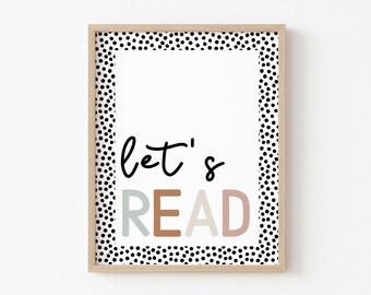 Let's Read Sign, Playroom Printable, Kids Read Wall Art, Playroom ...