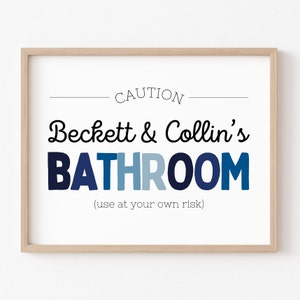 Kids Bathroom Wall Art, Bathroom Wall Prints, Kids Bathroom Sign, Kids Bathroom Decor, Children&#39;s Bathroom Art, Blue Bathroom Decor, DIGITAL