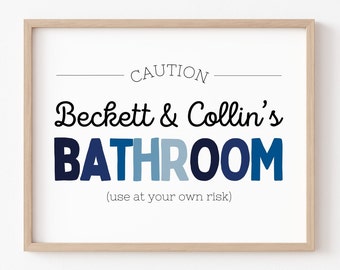 Kids Bathroom Wall Art, Bathroom Wall Prints, Kids Bathroom Sign, Kids Bathroom Decor, Children's Bathroom Art, Blue Bathroom Decor, DIGITAL