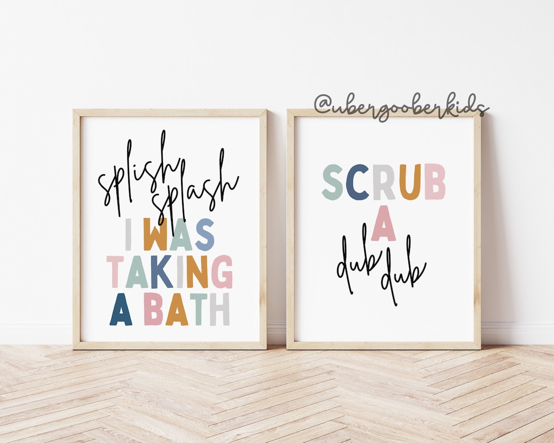 Kids Bathroom Art Prints: Splish Splash, Scrub a Dub Dub - Set of 2 ...