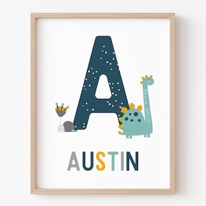 Dinosaur Custom Name Wall Art, Dino Name Print, Dinosaur Theme Nursery, Baby Name Print, Personalized Name, Nursery Prints, Toddler, Custom
