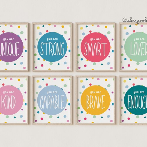 Playroom Wall Art Set Positive Affirmations for Kids Etsy