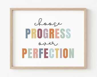 Progress Over Perfection Print: Motivational Classroom Art, DUTY FREE