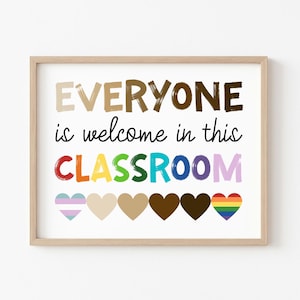 Everyone Welcome Classroom Poster, Printable Wall Art, All Are Welcome, Diversity & Inclusion, Kids Educational Printables, Equality Sign