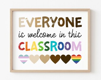 Everyone Welcome Classroom Poster: Diversity & Inclusion Art (Digital Download)