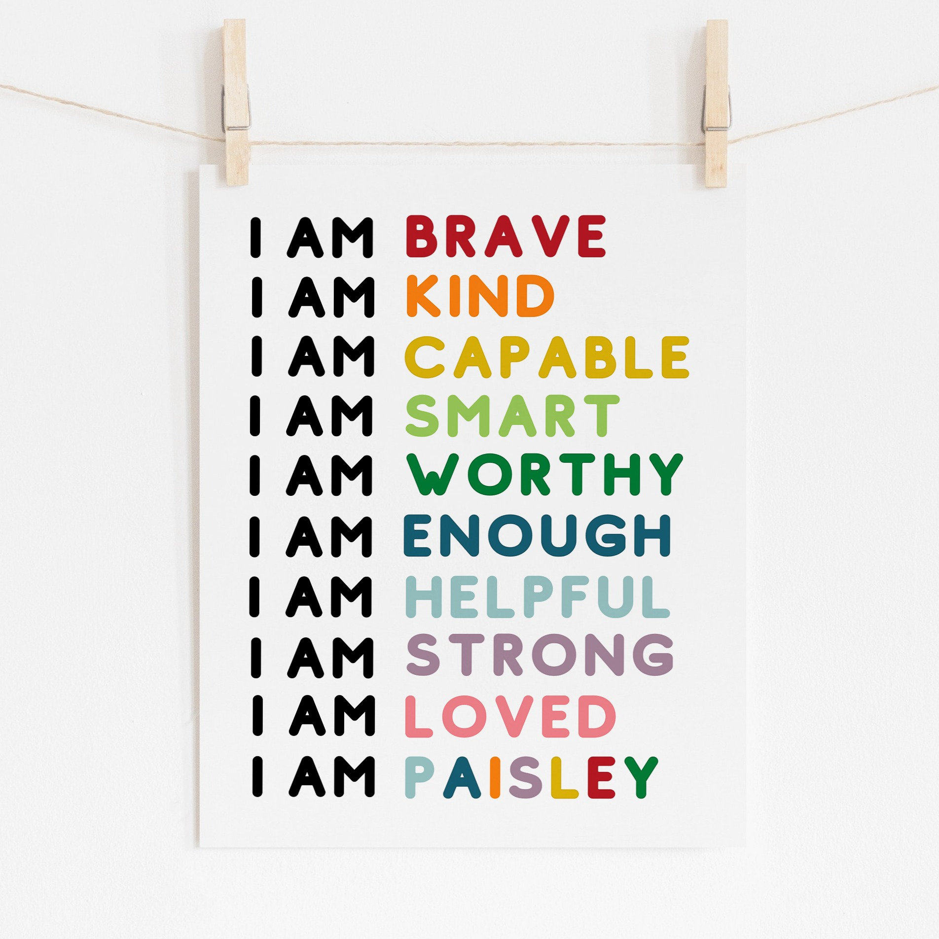 Kids Room Printable Art, Affirmations for Kids, Affirmation Art ...