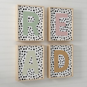 Read Letters Wall Art, Set of Four, Playroom Wall Decor, Playroom ...